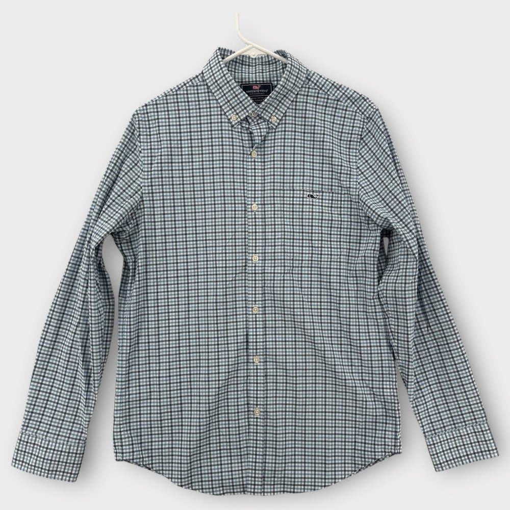 Vineyard Vines Slim Fit Tucker Button Down Shirt Medium Blue Performance Nylon